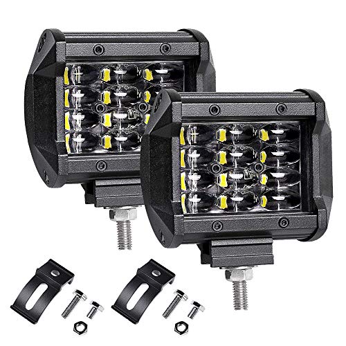 LTPAG 2pcs Faro Trabajo Led, 4" 72W 14400LM Focos LED Tractor 12V-24V 6000K Focos LED para Tractores IP68 Impermeable Luz de Niebla Coche,SUV, UTV, ATV, Off-road,Camión,Moto,Barco - Garantía de 2 años