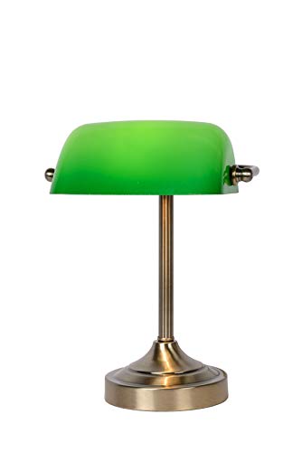 Lucide 17504/01/03 - Lámpara de escritorio tipo banquero (E14) con pantalla de cristal, color verde Lucide 17504/01/03 - Lámpara de escritorio tipo banquero (E14) con pantalla de cristal, color verde