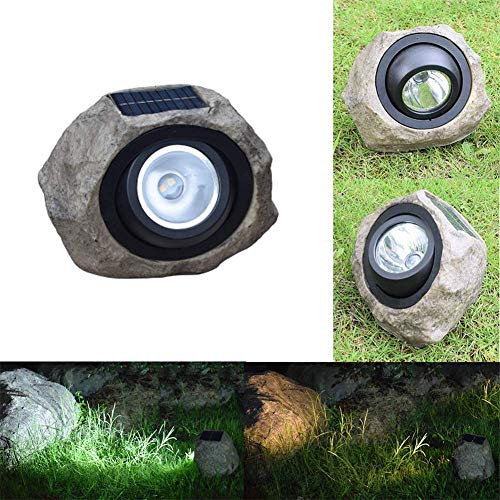 Luz Solar De Roca, Lámpara De Piedra De Imitación De Foco LED, con Luz Blanca Y Cálida 2 Modos, La Lámpara Principal Se Puede Ajustar 45 ° Luz De Jardín para Camino Camino para Patio Al Aire Libre