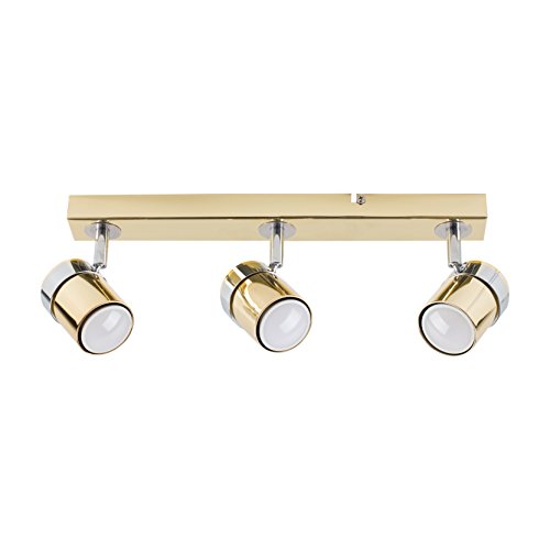 MiniSun – Plafón de techo con 3 focos – regleta de luz en cromo color dorado. MiniSun – Plafón de techo con 3 focos – regleta de luz en cromo color dorado.
