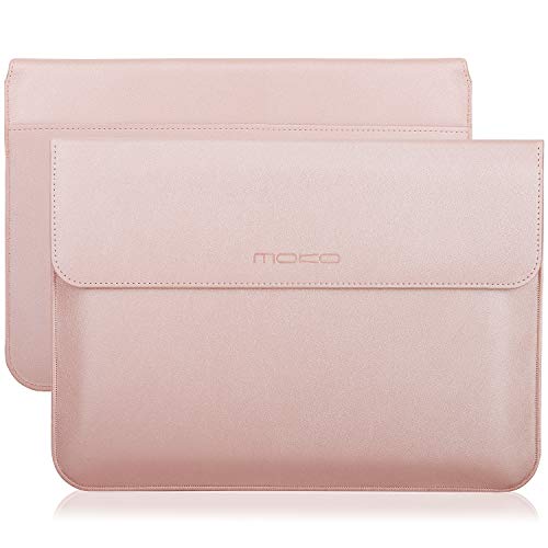 MoKo 13.3 Pulgadas Funda, Funda Protectora de Cuero de PU Compatible con MacBook Air Retina A1932 de 13Inch (2016-2020), MacBook Pro 13.3"2016-2019 A2159 A1989 A1708 - Oro Rosa