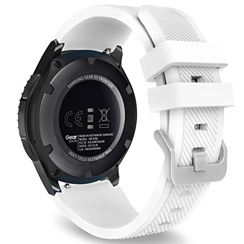 MoKo Compatible con Gear S3 Frontier/Huawei Watch GT 2e/S3 Classic/Galaxy Watch 46mm/Ticwatch Pro/Huawei Watch GT 46mm Correa - 22mm Watch Band Deportiva de Silicona Suave - Blanco