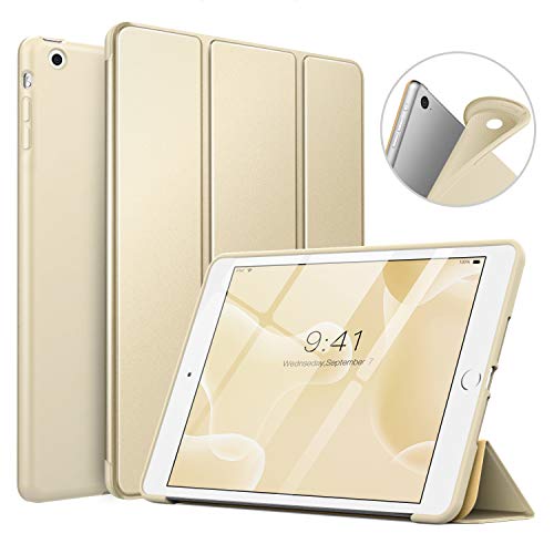 MoKo Funda Compatible con iPad Mini 3/2 / 1, Superior Delgada Protectora Case con Tapa Trasera Esmerilada Translúcida Compatible con iPad Mini 1/Mini 2/Mini 3 - Oro Champagne