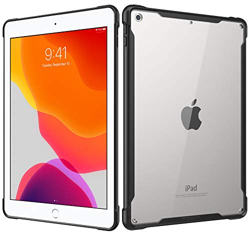 MoKo Funda para Nuevo iPad 7th Generation 10.2" 2019 / iPad 10.2, Cubierta Protectora Delgada de TPU + PC Rígida Transparente Anti-Rasguños Cover para iPad 10.2 2019 Tableta - Negro