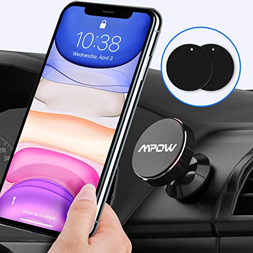 Mpow Soporte Magnético Coche, Soporte Móvil Coche para Salpicadero, Soporte Imanes para iPhone 11 Pro Max/11 Pro/11/ XS/XS Max/XR/X/SE/8/7/6, Galaxy S20/S10/S9/S8/S7/S6, HTC One, Sony Xperia, Negro