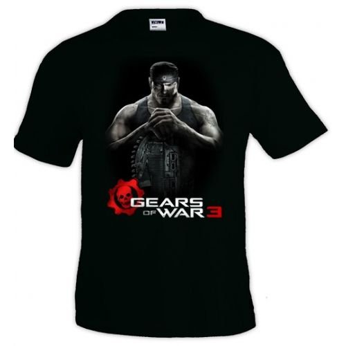 Mx Games Camiseta Gears of War 3 Markus Negra Manga Corta (Talla: Talla XXXL Unisex Ancho/Largo [64cm/77cm] Aprox)