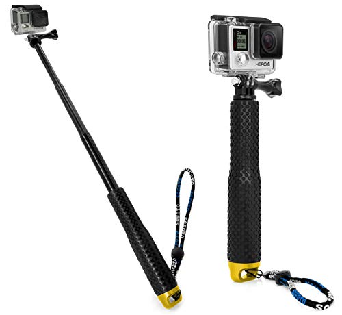 MyGadget Selfie Stick GoPro Palo de Selfie - Monopod Flexible y Extensible - Extensión Ajustable para Cámaras GoPro Hero/Sony Action CAM – Dorado