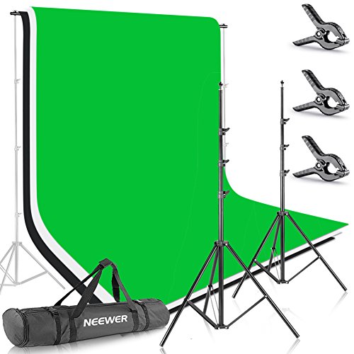 Neewer 10086005, 2.6M X 3M Soportes de Fondo con 1.8M X 2.8M Fondo(Blanco,Negro,Verde) para Fotografía y Vídeo Neewer 10086005, 2.6M X 3M Soportes de Fondo con 1.8M X 2.8M Fondo(Blanco,Negro,Verde) para Fotografía y Vídeo
