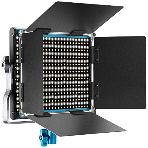 Neewer – Metal Bicolor LED de vídeo luz Metal Marco Dimmbare 660 Perlas con Soporte de U y Bar Door 3200 – 5600 K CRI 96 + para Studio Youtube del fotografía grabación de vídeo (Azul)