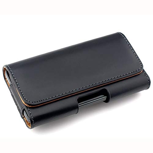 Negro Funda Horizontal Movil Cinturon para iPhone Xs Max Xr 8 Plus Xiaomi Redmi Note 7 Pro MI A3 Ulefone P6000 Plus Samsung Galaxy M20 M30s Carcasa con Clip de cinturón Cover de Cuero Sintético