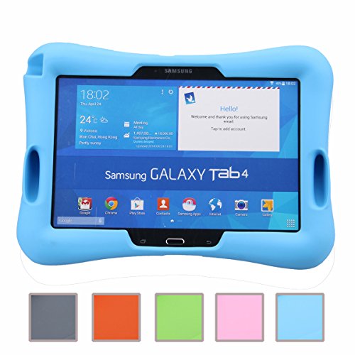 Newstyle prueba de golpes para niños Super ligero cubierta de protección diseño de amplificador con entrada de Audio para Samsung Galaxy Tab 4 10.1 SM-T530 /T531 /T535 (azul)