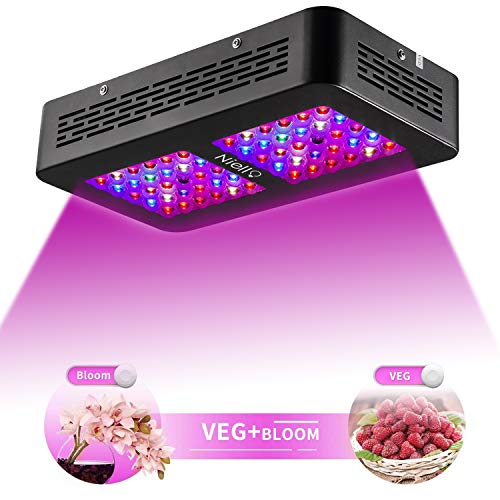 Niello Lente Óptica Dual Serie 300W. Luces LED para el crecimiento de las plantas. Espectro completo para plantas de interior para conseguir crecimiento y floración (dos interruptores,12-bandas）