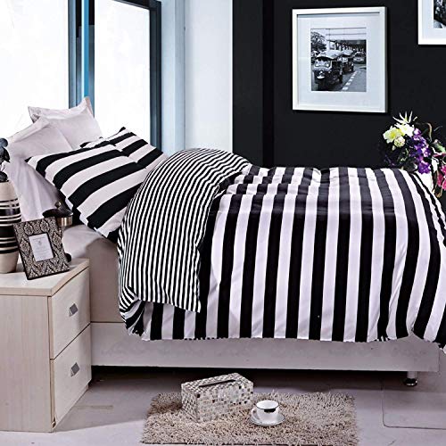 NTBAY Juego de Funda nórdica de 3 Piezas Microfibra, Cierre de Cremallera Ultra Suave Juego de Cama en Blanco y Negro (Queen, a Rayas) NTBAY Juego de Funda nórdica de 3 Piezas Microfibra, Cierre de Cremallera Ultra Suave Juego de Cama en Blanco y Negro (Queen, a Rayas)