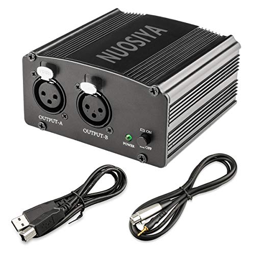 NUOSIYA - Fuente de alimentación Phantom de 1 canal de 48 V con cable USB de 1,5 m y interfaz tipo C, adaptador XLR para cualquier condensador de micrófono de grabación de música, 2 canales