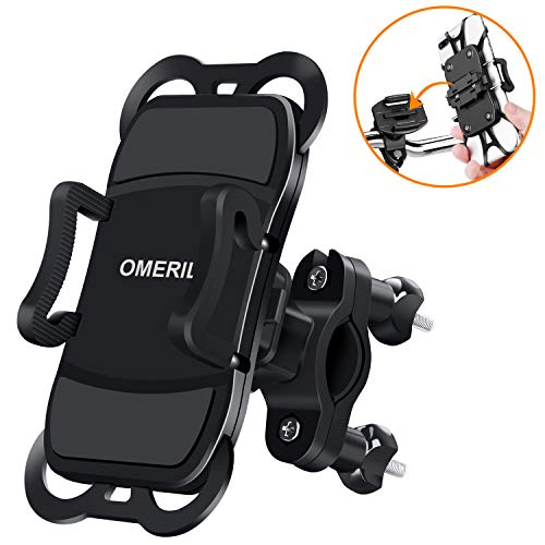 OMERIL Soporte Movil Bicicleta y Moto, Anti Vibración Soporte Movil Bici Desmontable, 360° Rotación Soporte para iPhone X/Xr/Xs/8/7/6, Samsung S9/S8, Huawei P30/P20, GPS y 3.5"- 6.3" Dispositivos