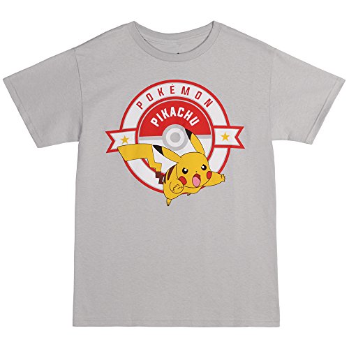 Pokèmon Pikachu - Camiseta con Insignia Circular - Gris - Large Pokèmon Pikachu - Camiseta con Insignia Circular - Gris - Large