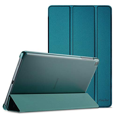 Procase Funda Tipo Libro para Galaxy Tab A 10.1 2019 T510/T515, Carcasa Folio Ligera Delgada con Reverso Translúcido/Soporte Plegable para 10.1 Pulgadas Galaxy Tab A SM-T510 T515 2019 -Verde Azulado