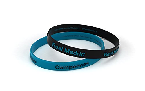 Pulsera Real Madrid Club de Fútbol Relieve Azul Turquesa Estándar para Hombre, Pulsera de Silicona, Producto Oficial