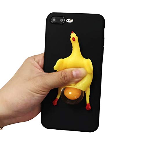 QfireQ iPhone x/iPhone XS Funda Creativo Divertido Pollo Funda Gallinas Ponedoras Estrés Pelota Descompresión Regalo Estrés Aliviar Soft TPU Silicona Kickstand Funda,Negro,XR