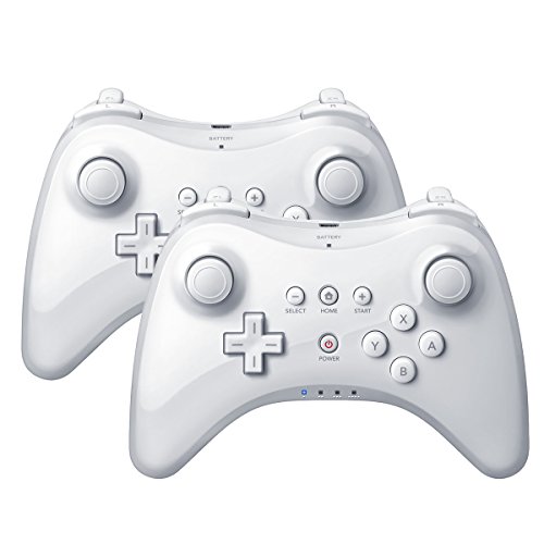 QUMOX 2 x Controlador Mando de Juego inalámbrico Bluetooth U Pro Controller Gamepad para Nintendo Wii U, Blanco