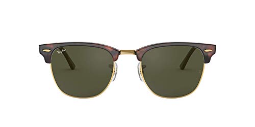 Ray-Ban Clubmaster - Gafas de sol para hombre, Marrón (Marco: Marrón Tortoise Glas: Verde W0366), 51 milímetros Ray-Ban Clubmaster - Gafas de sol para hombre, Marrón (Marco: Marrón Tortoise Glas: Verde W0366), 51 milímetros