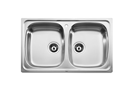 Roca A870220801 - Fregadero de 2 cubetas de acero inoxidable Roca A870220801 - Fregadero de 2 cubetas de acero inoxidable