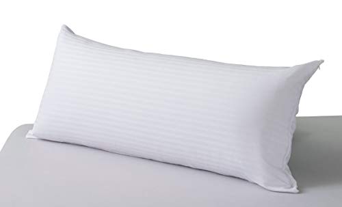 Savel - Funda de almohada Cutí 100% algodón con Cremallera | 40 x 135 cm | Protector de almohada de algodon listado transpirable. Tejido de raso labrado suave y absorbente. Todas las tallas disponibles | Fabricado en España