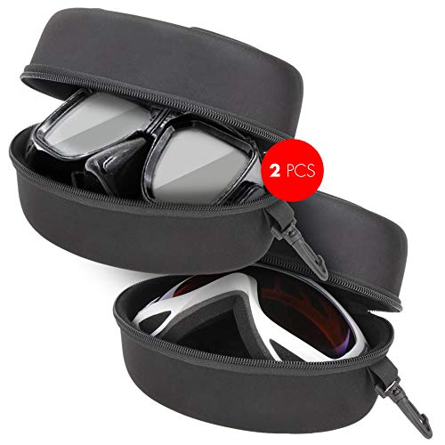 ShyaWorld Funda de Gafas de Buceo Esqui Ski Snow Rígida. Estuche Grande Lígero. para Gafas de Sol si Son de Gran Tamaño. No es Impermeable. Gran Capacidad y Material Duro y Resistente. (Negro 2PCS)