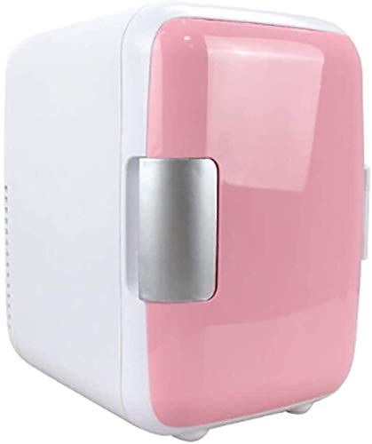 SMLZV Mini Nevera, Mini portátil Compacto Frigorífico Personal, 4 litros de Capacidad, 12V Cargador de Coche, Manilla Tiny Refrigerador Retro for el Coche/Inicio Viajes Uso (Color : Pink)