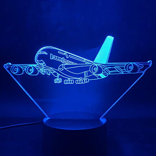 Solo 1 PC Plane Airbus A380 Lámpara 3D Sensor táctil Bonito modelo Recompensa para adolescente Lámpara de luz nocturna con luz led 2020 Mejor venta