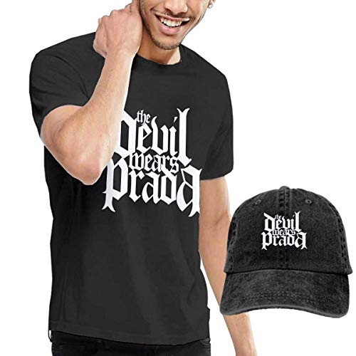 SOTTK Camisetas y Tops Hombre Polos y Camisas,t-Shirts, Tee's, The-Devil-Wears-Prada- Men's Classic T-Shirt with Washed Denim Baseball Hat Black