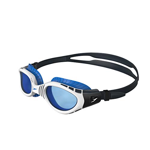 Speedo Futura Biofuse FLX Gafas de Natación, Unisex Adulto, Gris óxido/Blanco/Azul, Talla Única