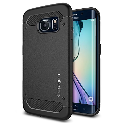 Spigen Funda Galaxy S6 Edge, Carcasa [Rugged Armor] Absorción de Choque Resistente y diseño de Fibra de Carbono para Samsung Galaxy S6 Edge, Negro