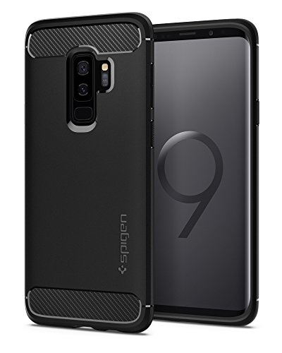 Spigen® [Rugged Armor Funda Galaxy S9 Plus con Absorción de Choque Flexible y Duradera con diseño de Fibra de Carbono para Samsung Galaxy S9 Plus (2018) - Negro