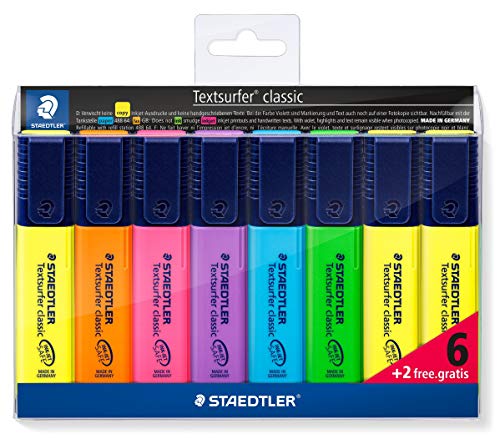 STAEDTLER 364 A WP8 ST, Set de 8 Marcadores Fluorescentes, Multicolor