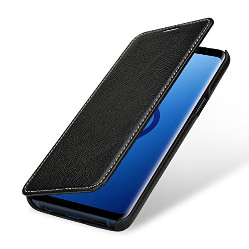 StilGut Book Type Case, Funda de Piel para su Samsung Galaxy S9. Flip-Case de Cuero para Samsung Galaxy S9, Negro