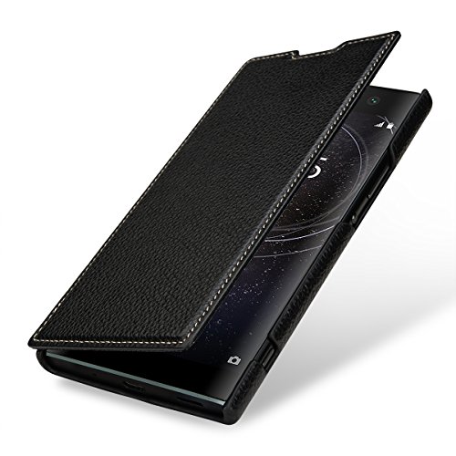 StilGut Book Type Case, Funda de Piel para su Sony Xperia XA2 Ultra. Flip-Case de Cuero para Sony Xperia XA2 Ultra, Negro