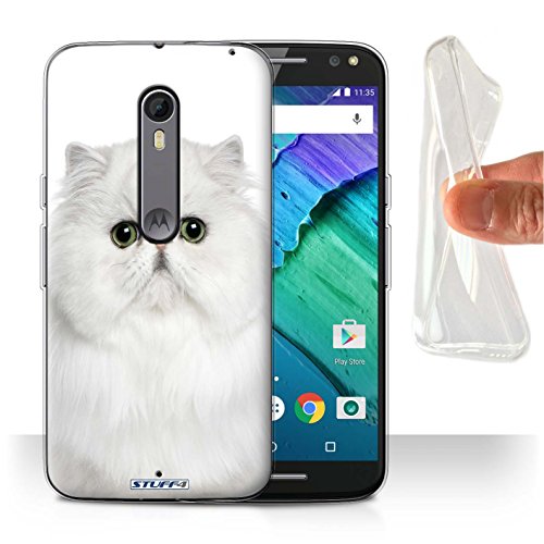 Stuff4 Carcasa/Funda TPU/Gel para el Motorola Moto X Pure Edition/Serie: Razas de Gatos - Blanco Persa