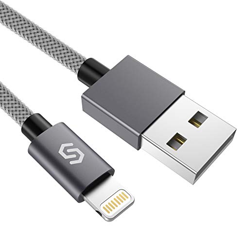 Syncwire Cable Cargador iPhone Cable Lightning - [Apple MFi Certificado] 2M Cable iPhone Carga Rápida Cable USB Nylon Trenzado para iPhone XS Max XR XS X 8 7 6 6S Plus SE 5S 5C 5, iPad, iPod - Gris