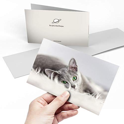Tarjeta de felicitación (A5) – Gatito azul ruso mascota gato mascota en blanco tarjeta de felicitación de cumpleaños para niños y niñas #2605