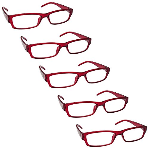 The Reading Glasses Company Gafas De Lectura Rojo Valor Pack 5 Ligero Hombres Mujeres Rrrrr32-Z +2,00 5 Unidades 106 g