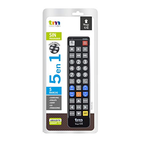 TM Electron TMURC502 - Mando a distancia universal Magic XXL con teclas grandes para personas mayores, compatible con televisores de grandes marcas, no necesita programación ni códigos TM Electron TMURC502 - Mando a distancia universal Magic XXL con teclas grandes para personas mayores, compatible con televisores de grandes marcas, no necesita programación ni códigos