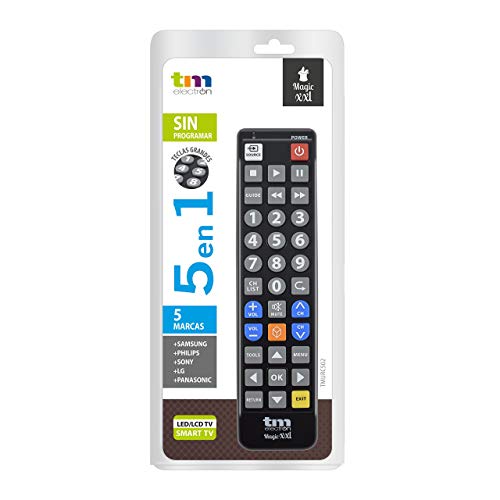 TM Electron TMURC502 - Mando a distancia universal Magic XXL con teclas grandes para personas mayores, compatible con televisores de grandes marcas, no necesita programación ni códigos