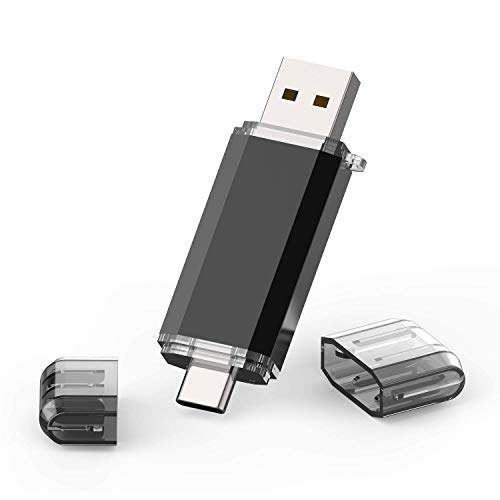 TOPESEL 32GB Memoria USB 3.0 Tipo C Dual OTG Flash Drive USB C Pendrives Llave Portátiles para Samsung Galaxy S8, S8 Plus, Note 8, LG G6, V30, Google Pixel XL, Negro