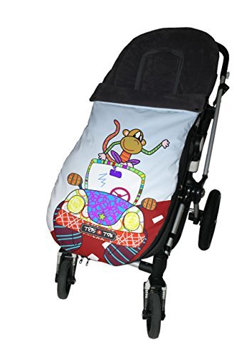 Tris&Ton Saco SU09 - Silla de paseo universal para bebe, saco funda cochecito con forro polar impermeable invierno, diseño Mono