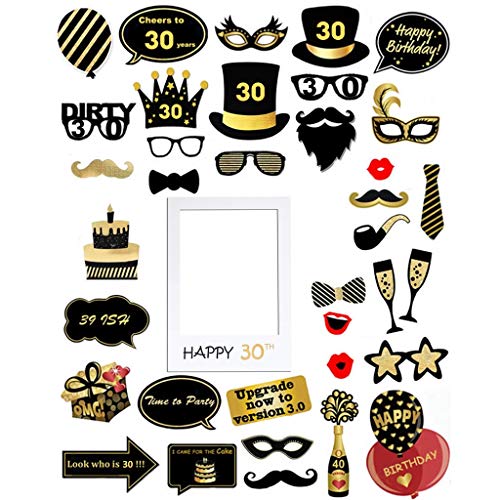 Tumao 40 pcs DIY Photo Booth 30 años Cabina de Fotos Accesorios cumpleaños photocall Fiesta Accesorios,diseño de Marco Tumao 40 pcs DIY Photo Booth 30 años Cabina de Fotos Accesorios cumpleaños photocall Fiesta Accesorios,diseño de Marco