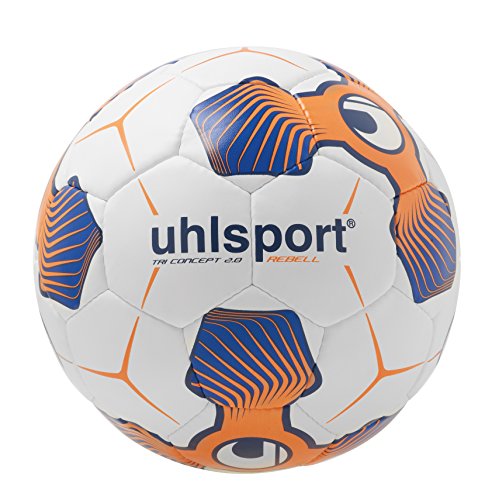 uhlsport Tri Concept 2.0 Rebell Balones de Fútbol, Unisex, Blanco/Rojo (Fluo/Royal), 5