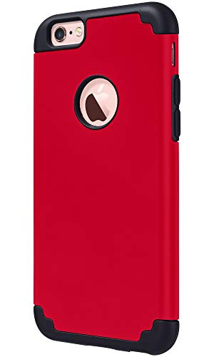 ULAK Funda iPhone 6S, iPhone 6 [Silicona Colorida] Slim híbrido Doble Capa Resistente a Prueba Golpes Dura Cubierta Trasera Shock Absorbente Silicona Caso para Apple iPhone 6/iPhone 6S - Rojo