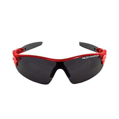 VeloChampion Kids Unisex Verano niño niña Junior Deportes Warp Ciclismo Moda Gafas de Sol Frescas Tonos UV400 UVA UVB Categoría 3 protección (Red)