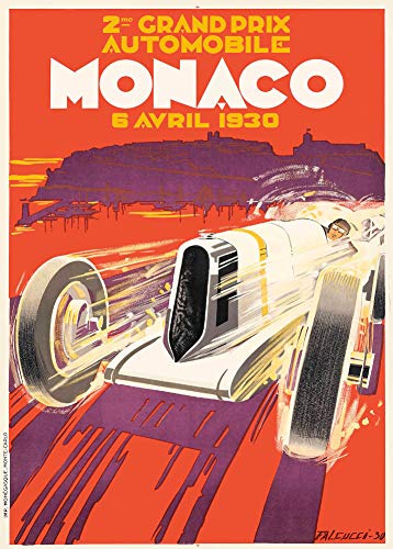 Vintage automóvil la 1930 Grand Prix de Mónaco 250 gsm Brillante Art Tarjeta A3 reproducción de póster